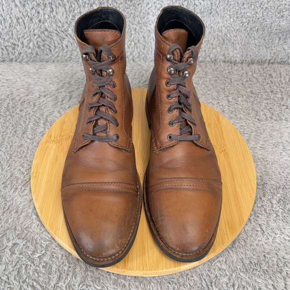 Thursday Boot Co Captain Mens 12 Brandy Leather Lace Up Cap Toe Ankle Boots